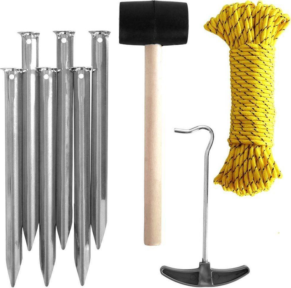 Redcliffs Akcesoria do namiotu kempingowy zestaw akcesoriów śledzie młotek linka hak 9 elementów