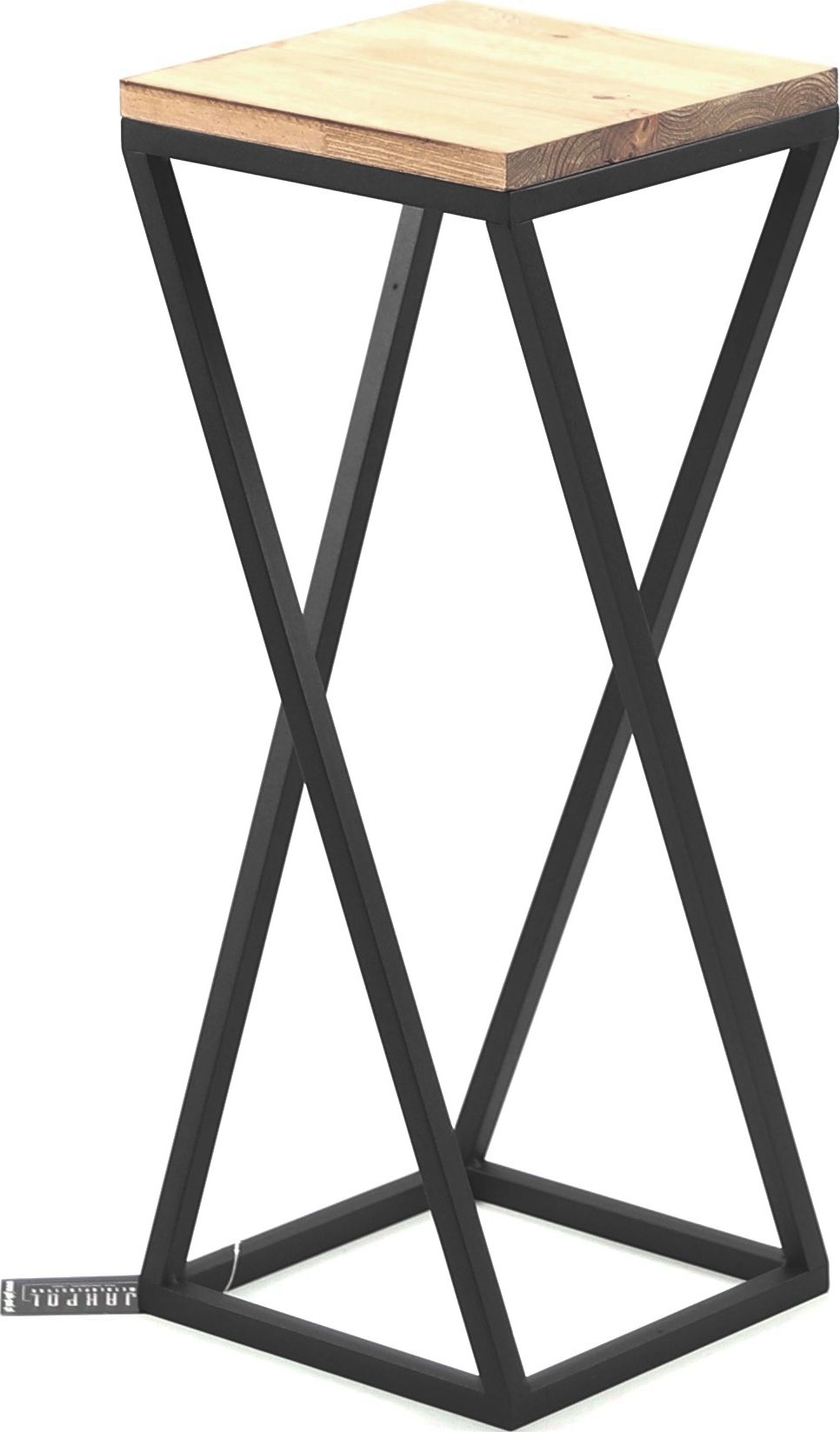 Jakpoldesign Kwietnik Metalowy Stojak Drewno TAVOLO 60cm czarny loft KWL-250/01