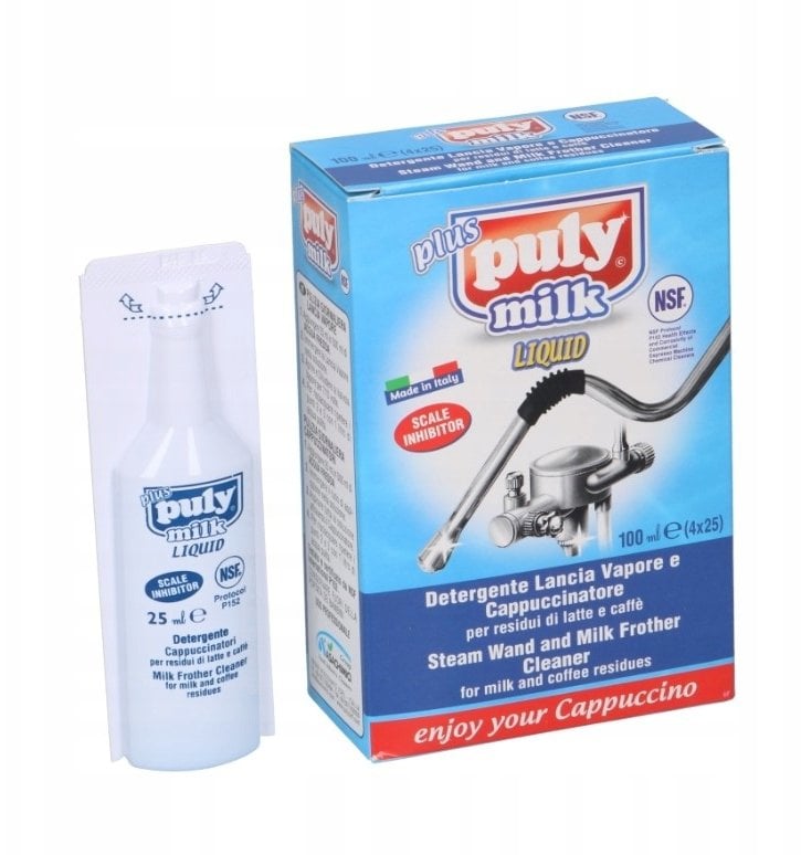 PULY CAF MILK PLUS - Płyn do czyszczenia systemów mlecznych 14x25ml + pojemnik