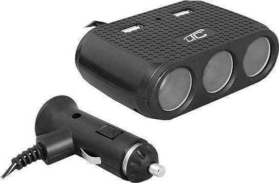 LTC LTC Adapter CAR FIRE 3 gniazda 120W, 2xUSB 1A, 12/24V, AS7C, czarny.