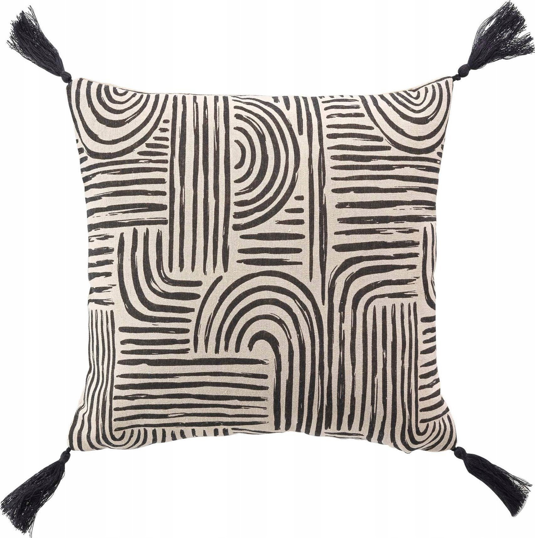 Douceur d`Interieur Poszewka na poduszkę PANDORE, z frędzlami, geometryczny wzór, 45 x 45 cm