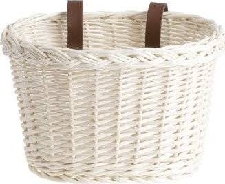 WickerPL AKCESORIA ROWEROWE KOSZyk rowerowy DZIECIĘCY Wybielany ze skórzanymi paskami 27X22 H17 CM