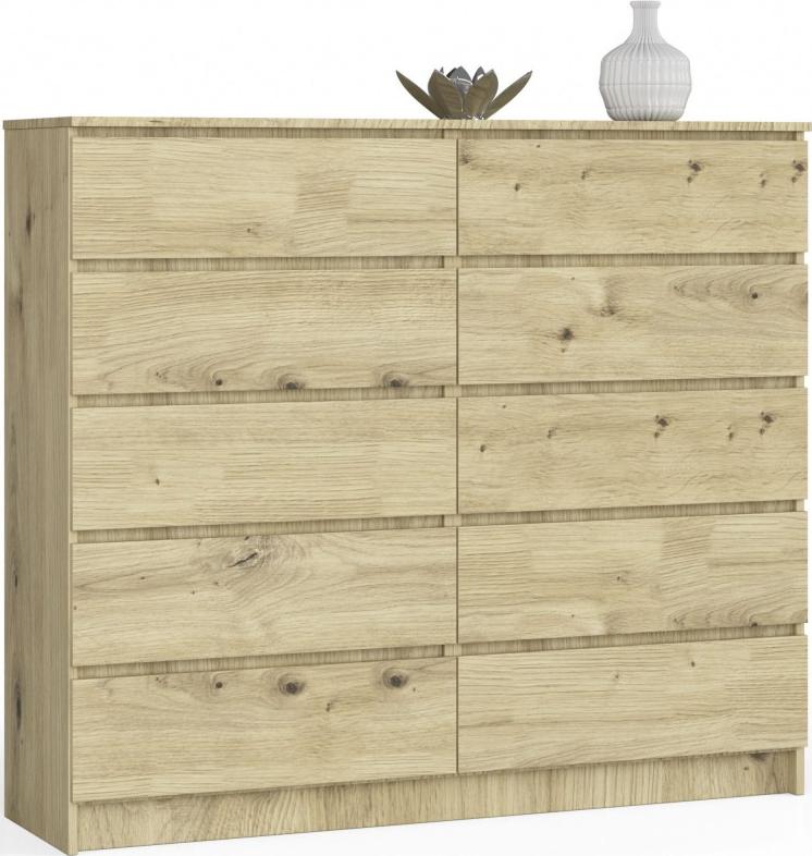 Fabryka Mebli Akord Komoda do salonu K 140 cm 10 szuflad - dąb artisan