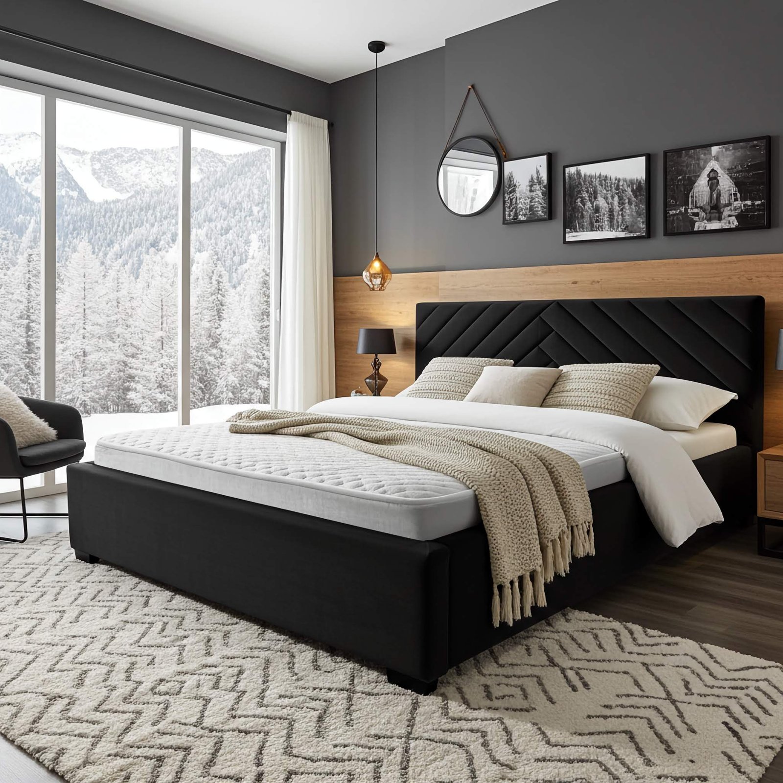 Łóżko tapicerowane TODI 120x200 czarne welur pojemnik stelaż metalowy