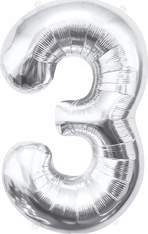GoDan Balon foliowy B&C Cyfra 3 srebrna 85cm BC-HSR3