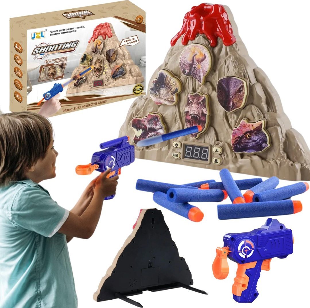 ZESTAW STRZELANIE DO DINOZAURÓW INTERAKTYWNY EFEKTY DŹWIĘKOWE STRZAŁKI