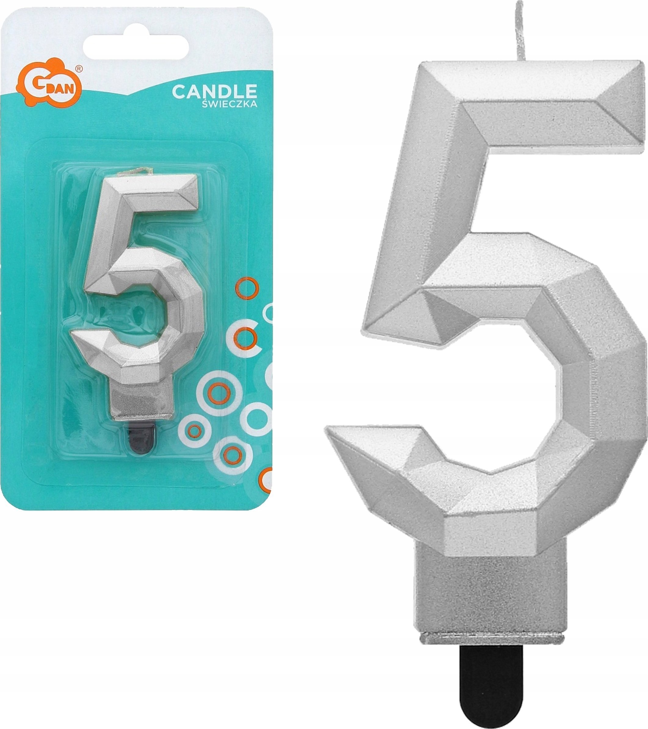GoDan Świeczka cyfra 5 Diament met srebrny PF-SDS5 63292