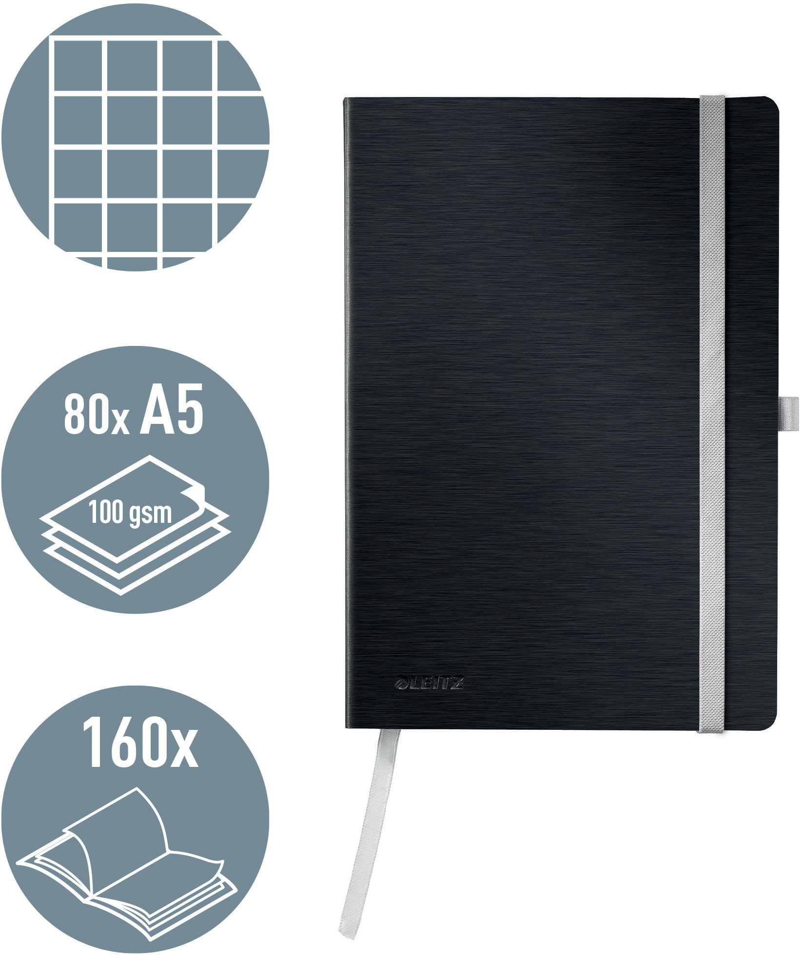 NOTATNIK MO STYLE A5 W KRATK� CZARNY