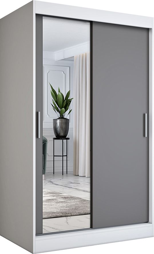 Elior Przesuwna szafa w kolorze biel + antracyt - Lenora 3X