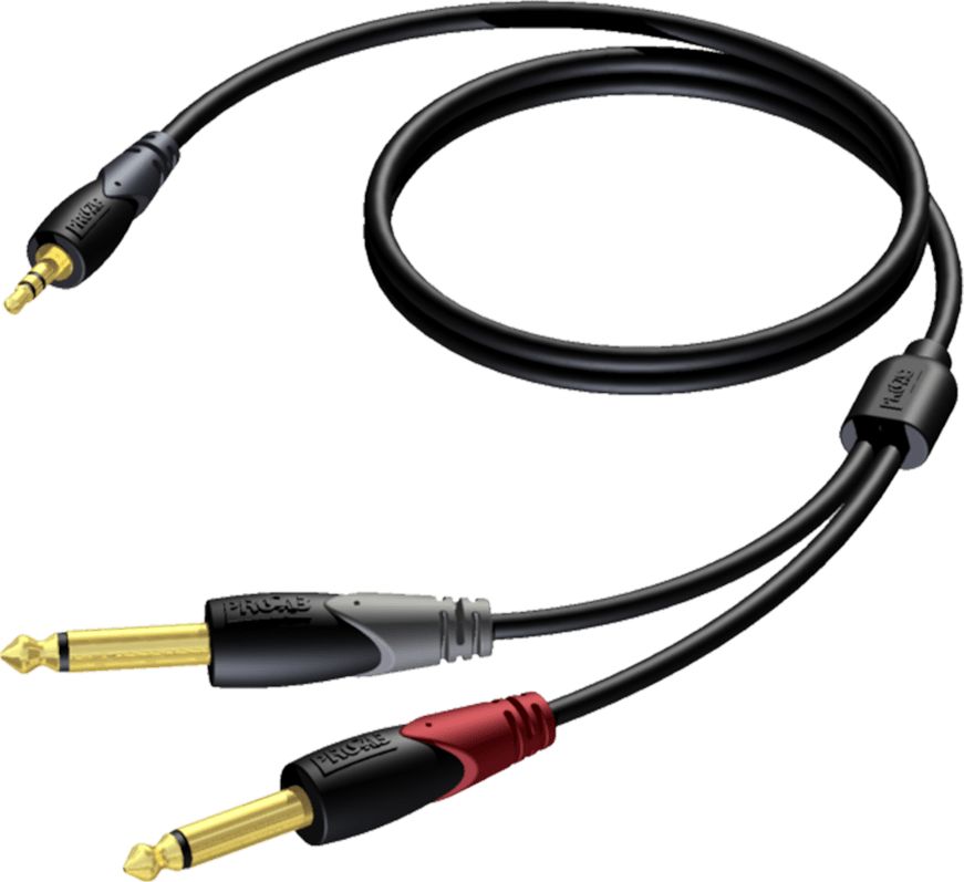 Kabel Procab Jack 3.5mm - Jack 6.3mm x2 3m czarny (CLA713/3)