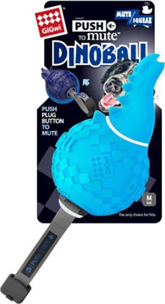 Zabawka dla psa GiGwi Push to Mute Dinoball Apatosaurus - dinozaur niebieski