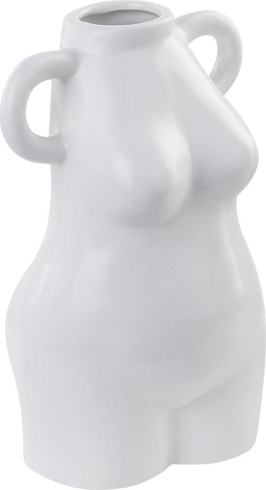 Beliani Wazon na kwiaty ceramiczny biały AIGIO