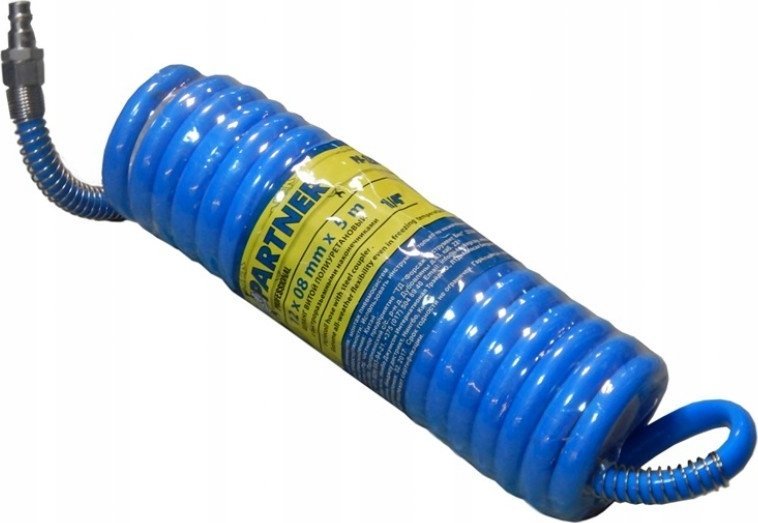 Partner Wąż spiralny poliuretanowy 8mm x 5m z szybkozłączkami (ciśnienie maksymalne 15bar)