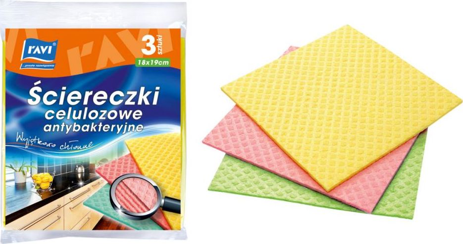 Ravi Ściereczki celulozowe 18x19cm, 3szt.
