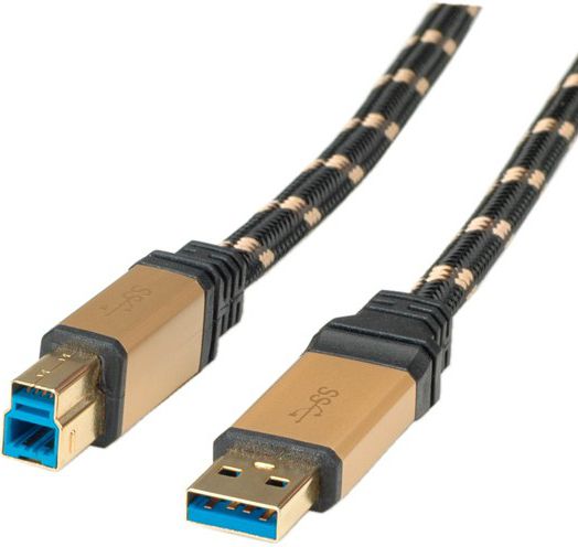Kabel USB Roline USB-A - 1.8 m Czarny Złoty (11.02.8902)