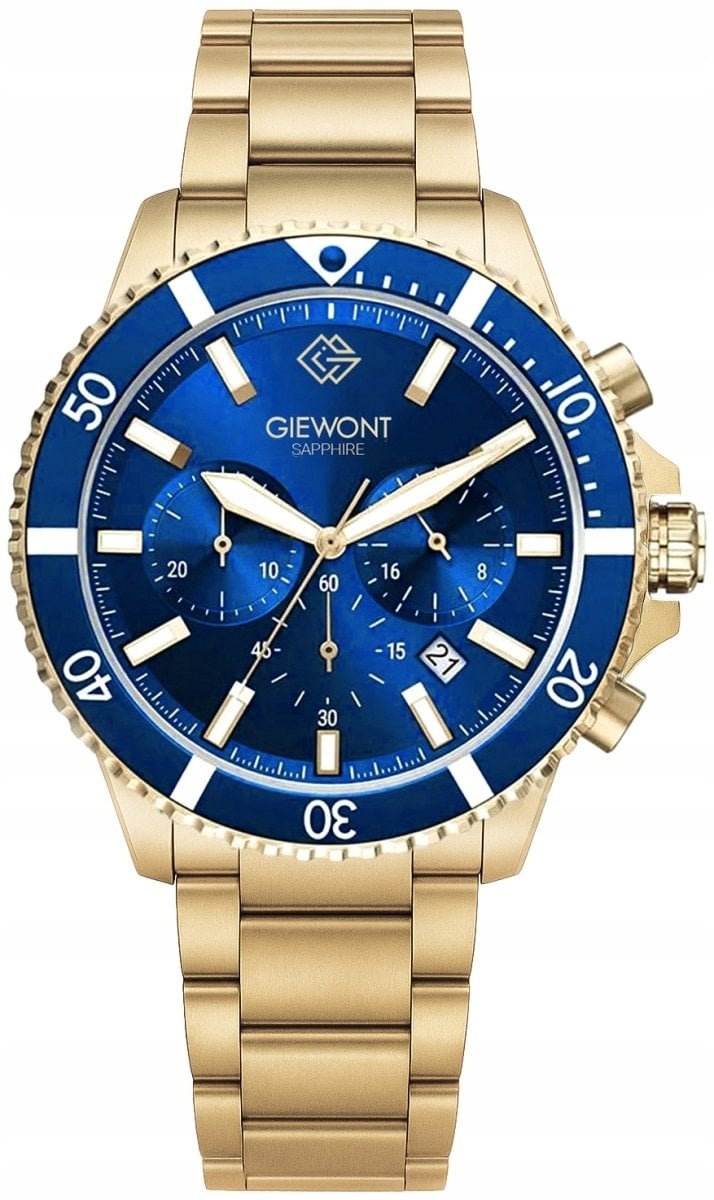 Zegarek Giewont Zegarek Męski Chronograph Sapphire Złoto Niebieski GW3970-B6