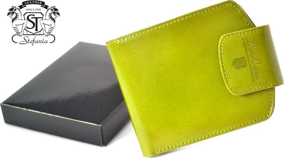 Stefania stefania 012 skórzany portfel damski seledynowy 012D