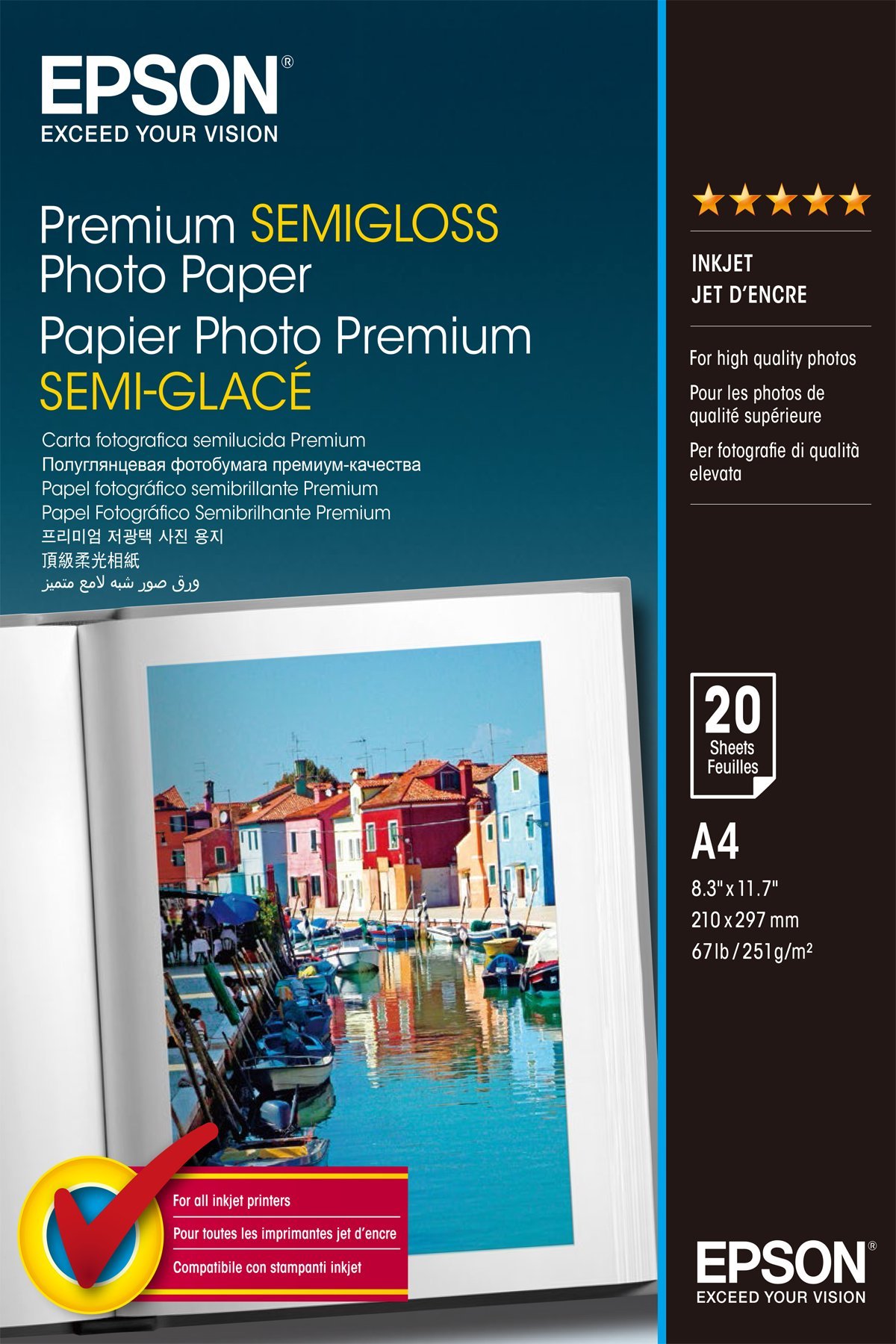 Epson Epson Premium Semigloss Photo Paper, DIN A4, 251g/mÂ², 20 Sheets | A4