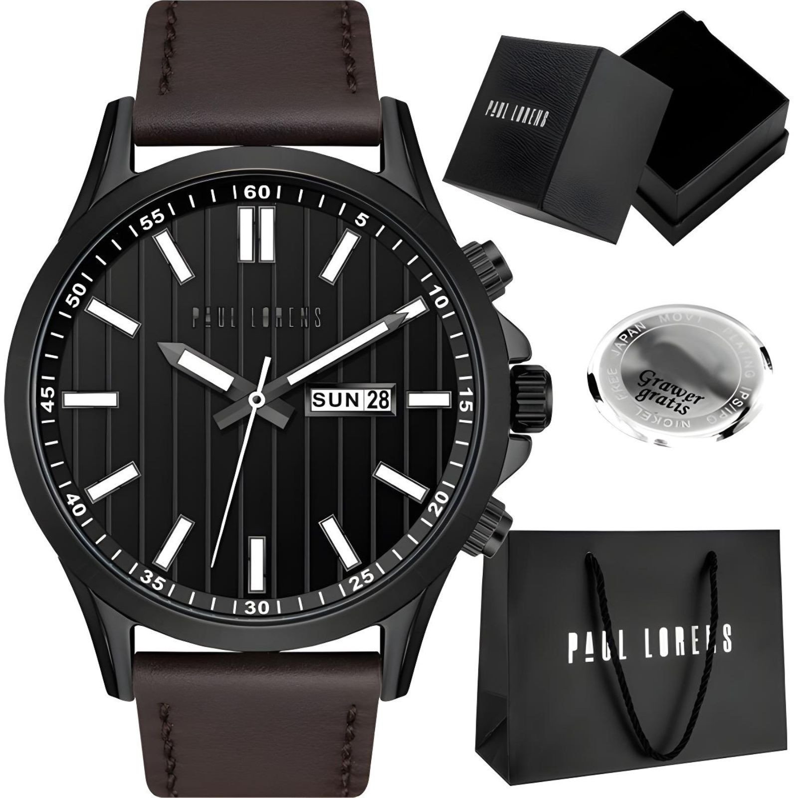 Zegarek męski Paul Lorens TORENT-1B2 zestaw z grawerem