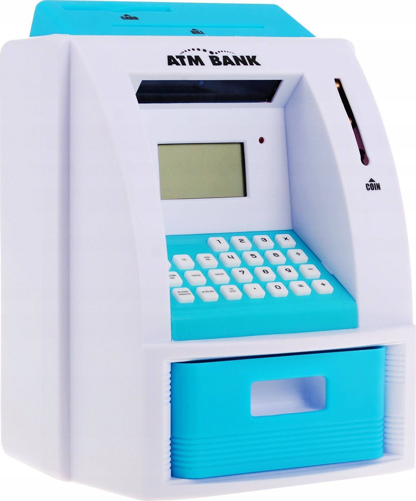 Ramiz Bankomat skarbonka dla dzieci 3+ niebieski Interaktywne funkcje + Karta bankomatowa