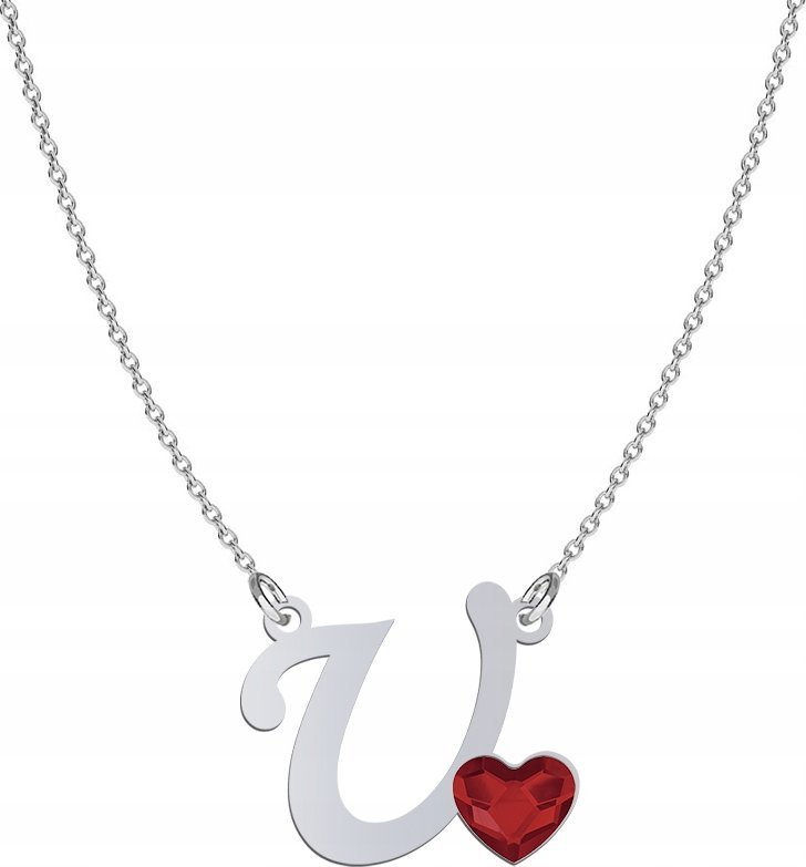 Radziszewska Jewellery Srebrny Naszyjnik LITERA U z sercem DEDYKACJA GRAT