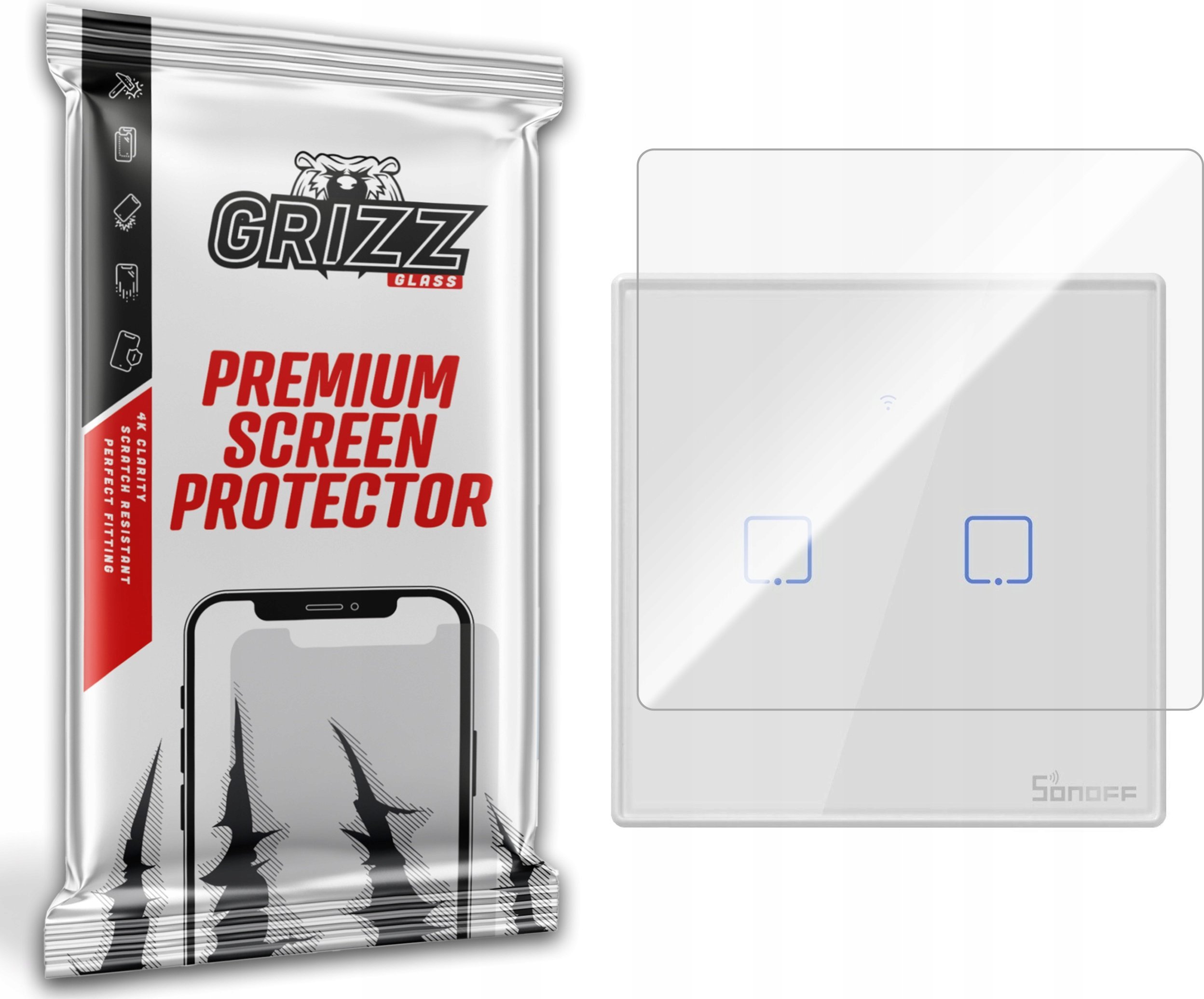 GrizzGlass Folia ceramiczna GrizzGlass CeramicFilm do inteligentnego włącznika światła SONOFF T0 EU TX IM190314010