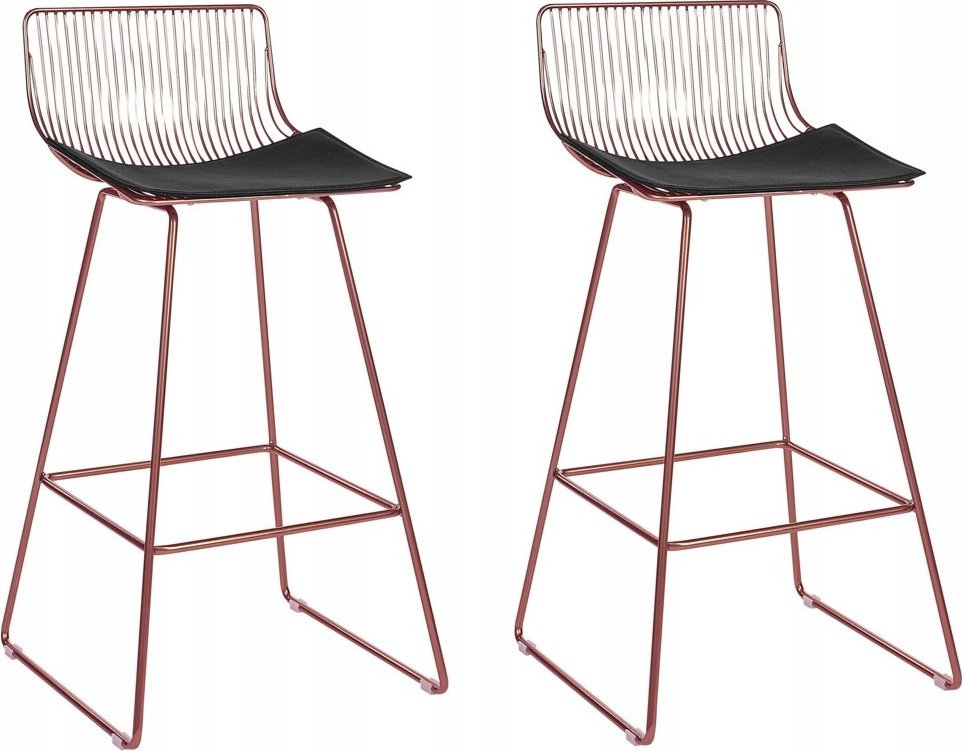 Beliani Metal Krzesło barowe Zestaw 2 Różowe złoto FREDONIA