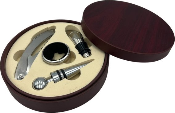 Konighoffer ZESTAW AKCESORIÓW DO WINA W DREWNIANEJ KASECIE MOSCATO