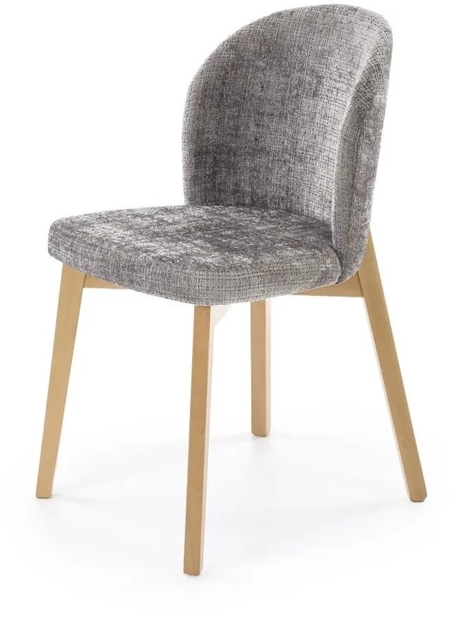 Krzesło tapicerowane BASSO szare/dąb naturalny HALMAR