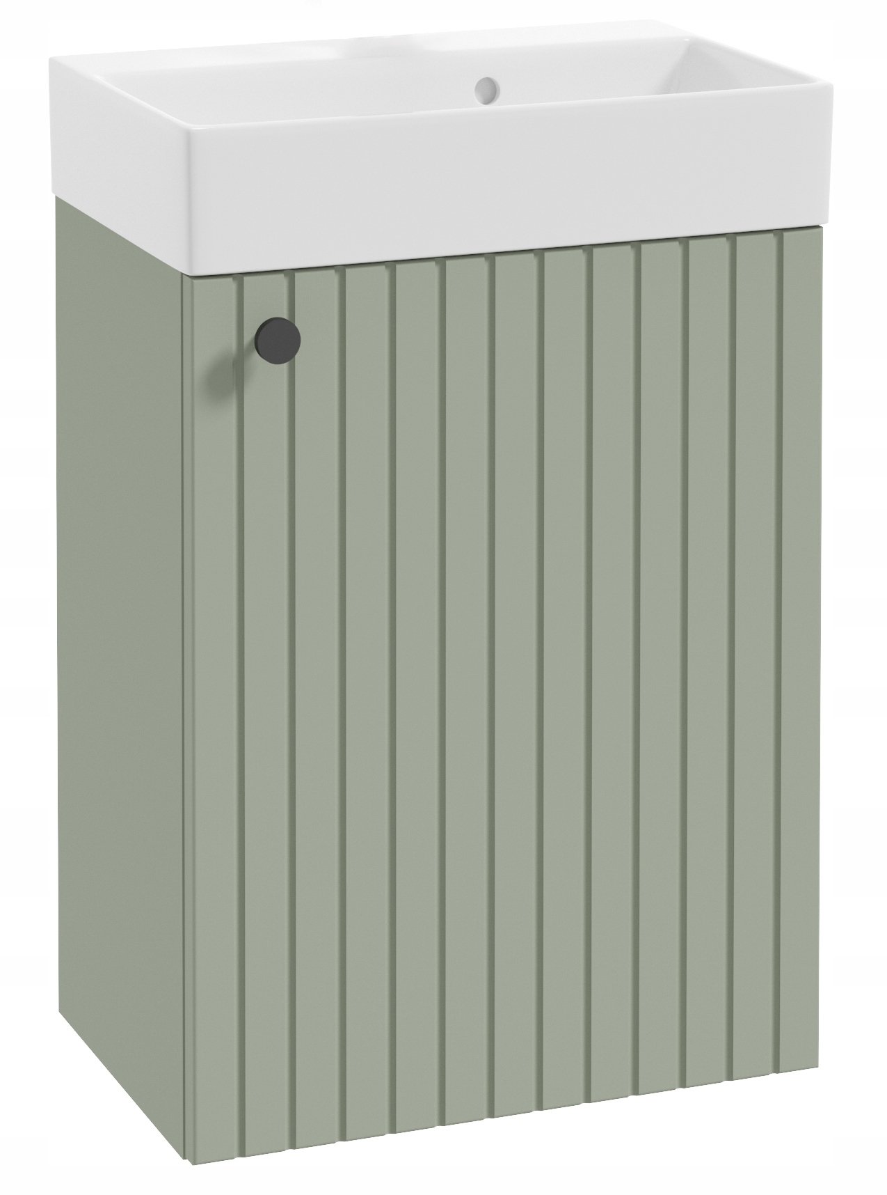 UAB KAME Szafka łazienkowa z umywalką eukaliptusowy uchwyt czarny ryflowana 50x70cm Kiara