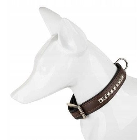 Obro�a dla psa, wz�r kostki, 16MM/35CM br�zowa