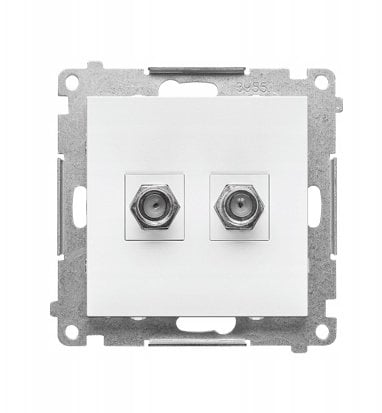 Kontakt-Simon Gniazdo antenowe typu F podwójne, Biały mat TASF2.01/111