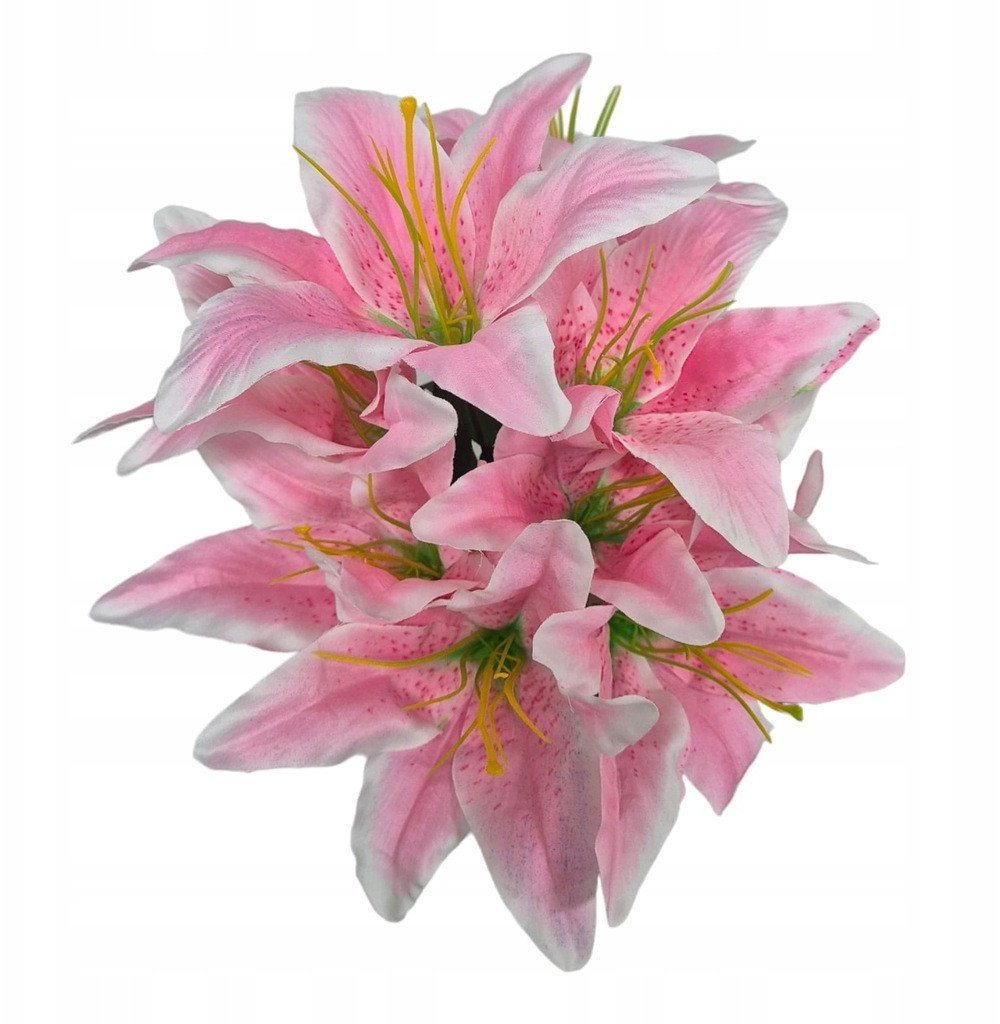 LILIA Bukiet Sztuczny Kwiat gałązki 9 kwiatów LILIE kolor różowy 48cm