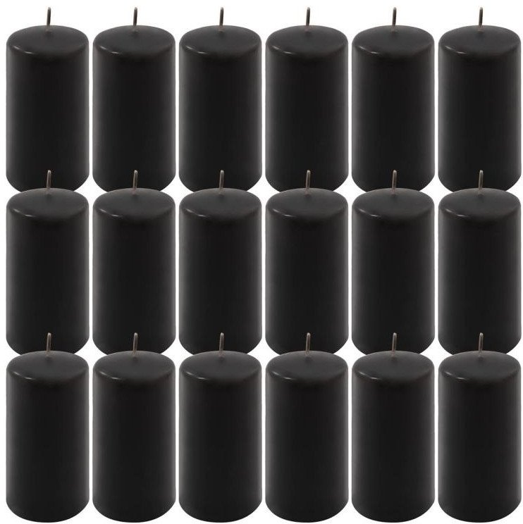 Zestaw świec filarowych, 11,5 cm, 6 cm, czarne, 18 szt.