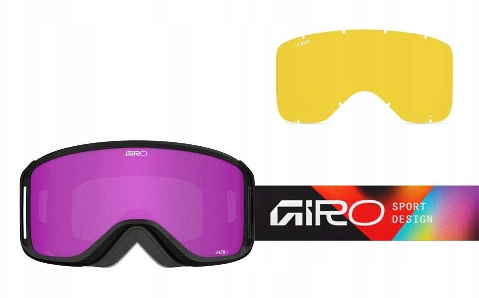 Giro Gogle zimowe GIRO SAGEN BLACK ANGLES (OTG) (Cylindrical) (szyba AMBER PINK 19-42% S2 + szyba YELLOW 80-99% S0)