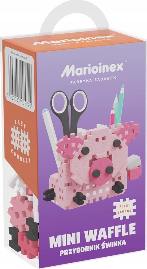 Marioinex Klocki konstrukcyjne Mini Waffle - Przybornik świnka 70 elementów