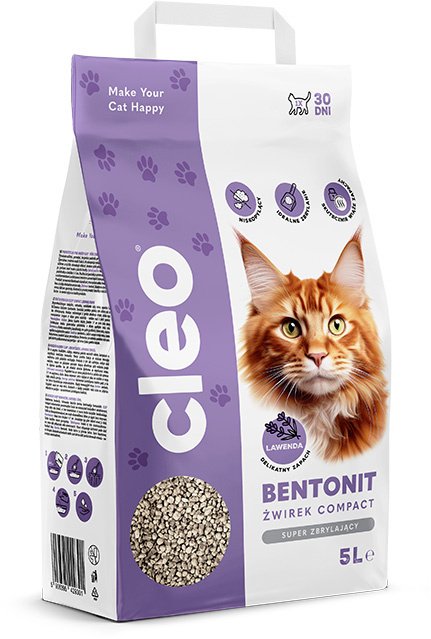 Cleo Żwirek dla kota bentonitowy COMPACT lawenda 5 l