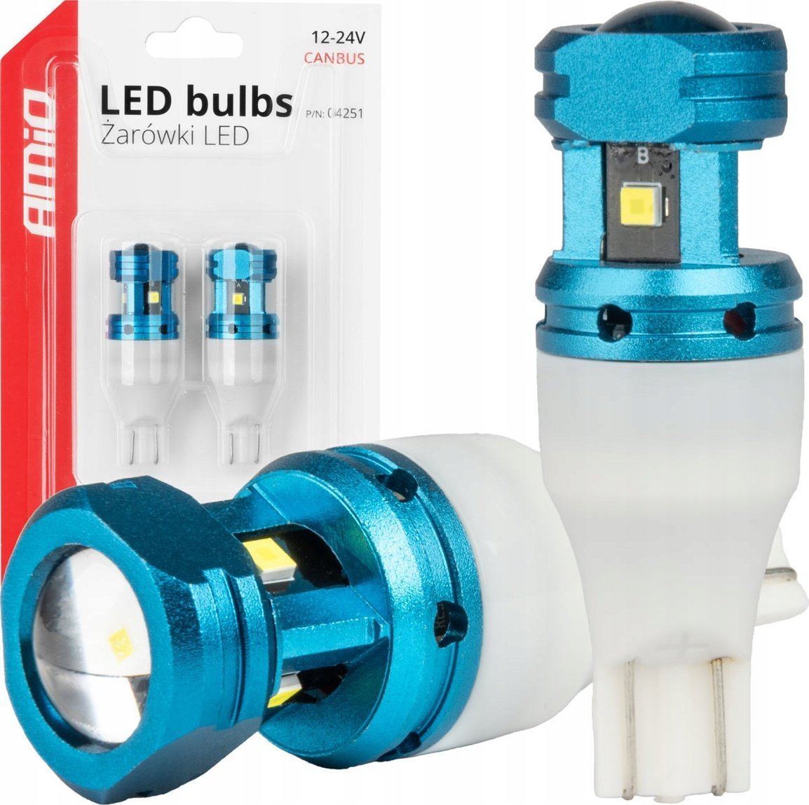 Żarówki led canbus t15 w16w 4smd 1860xs white 12v 24v amio-04251