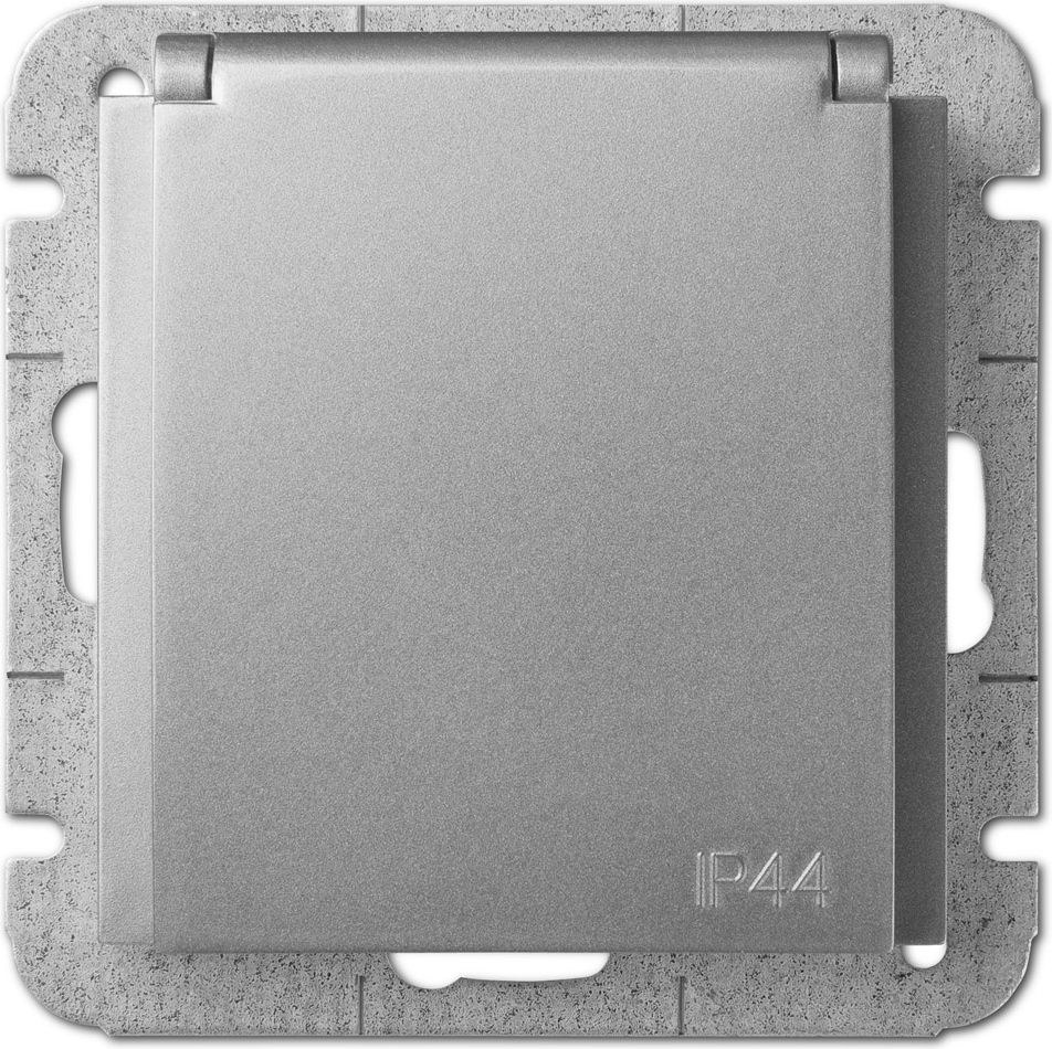 Elektro-Plast Gniazdo pojedyncze bryzgoszczelne IP44 srebrny (1436-56)