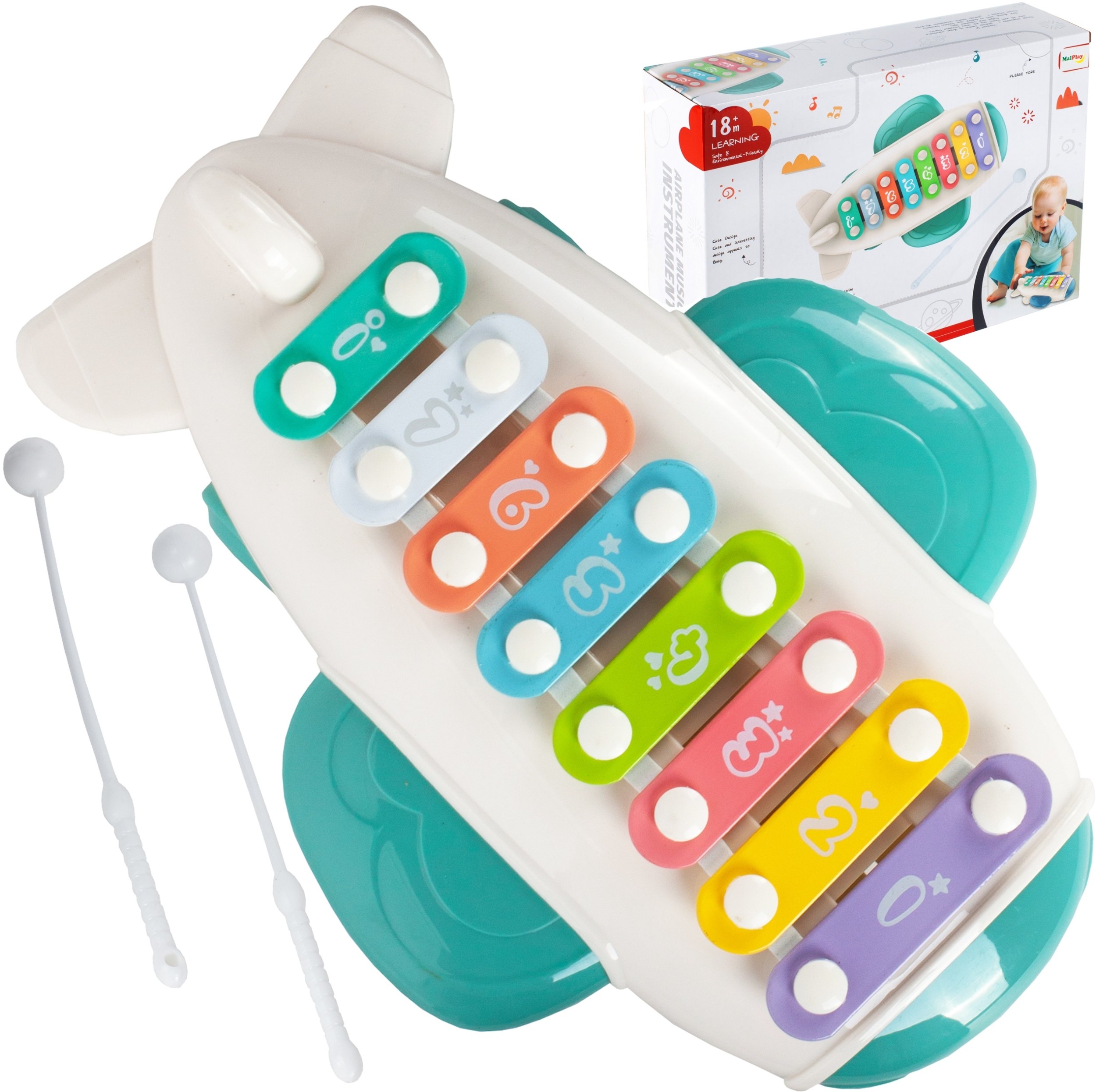 Cymbałki Muzyczne Edukacyjne Samolot 8 Tonów Dla Malucha