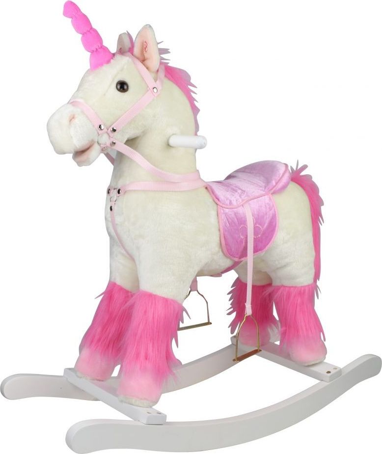 Nefere Interaktywny konik na biegunach biały jednorożec