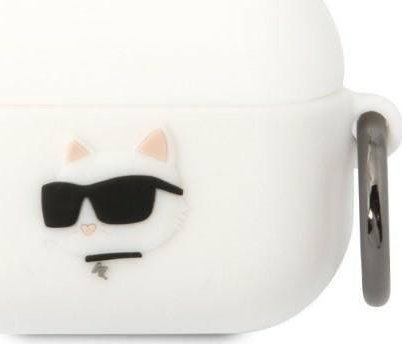 Karl Lagerfeld Etui KLAPRUNCHH Apple AirPods Pro cover biały/white Silicone Choupette Head 3D