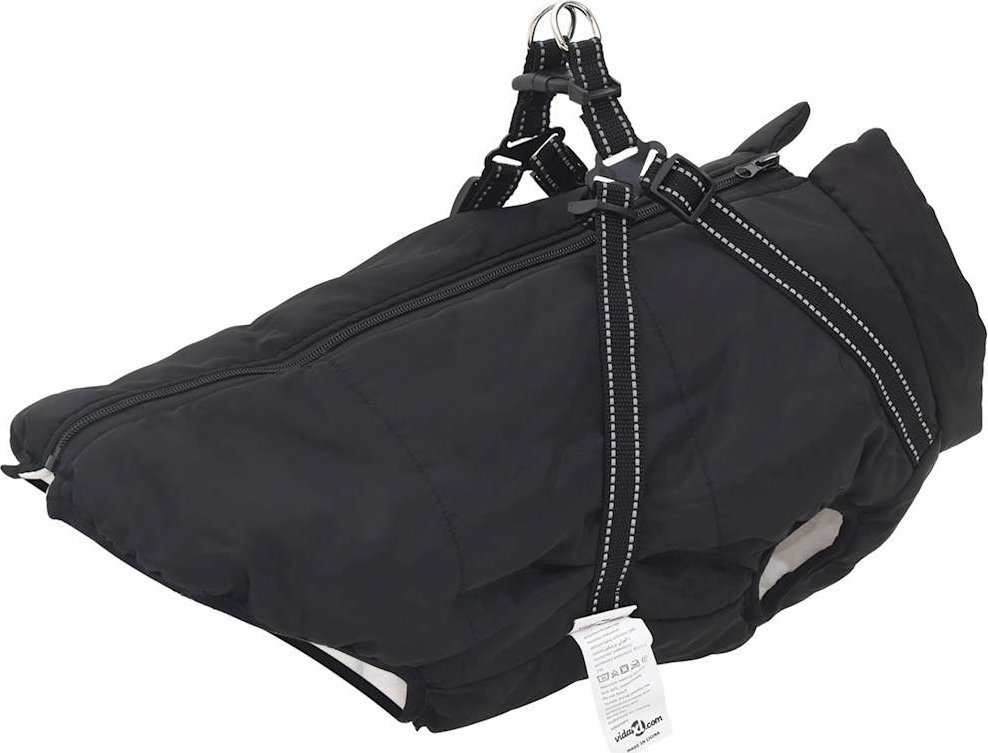 vidaXL vidaXL Płaszcz dla psa z szelkami, wodoodporny, czarny, 6XL