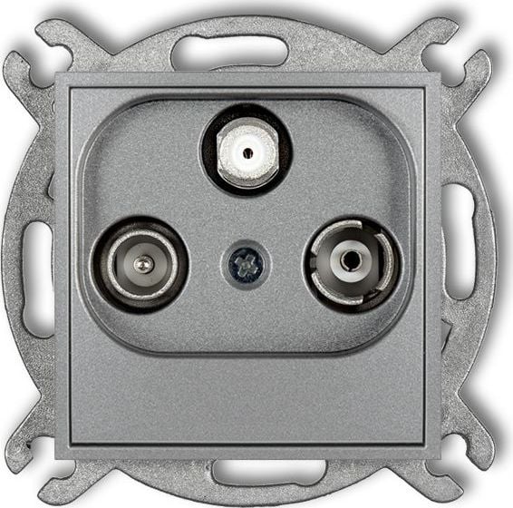 Karlik MINI Gniazdo antenowe RTV-SAT końcowe (2 wejścia antenowe) srebrny metalik 7MGST