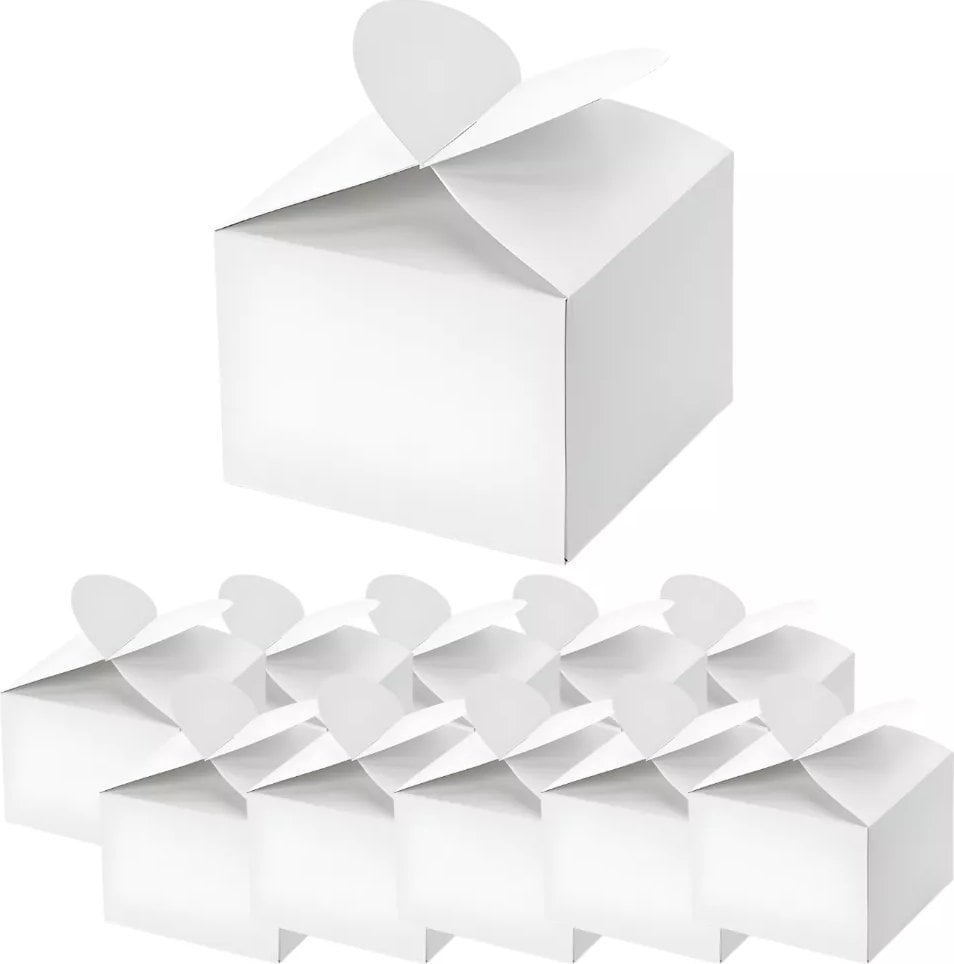 Party Deco Pudełeczka serce białe 6x5x6cm 10szt
