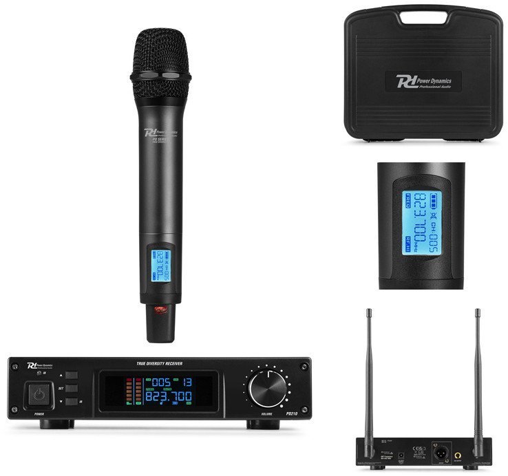 Zestaw mikrofonowy UHF 160 kanałów PD210 Power Dynamics one size