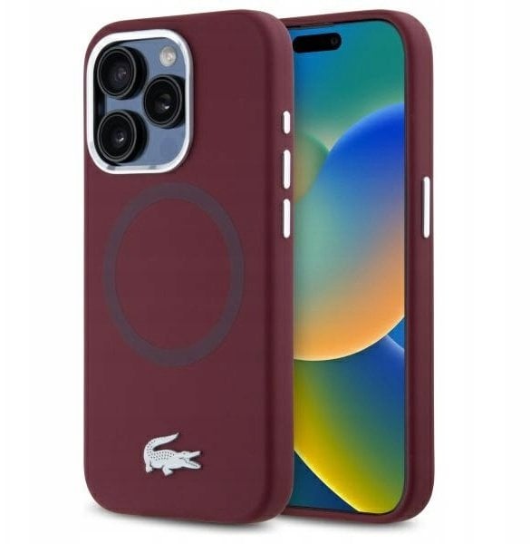 Lacoste LCHMP15XSMAR iPhone 15 Pro Max 6.7" bordowy hardcase Silicone Croco Logo MagSafe