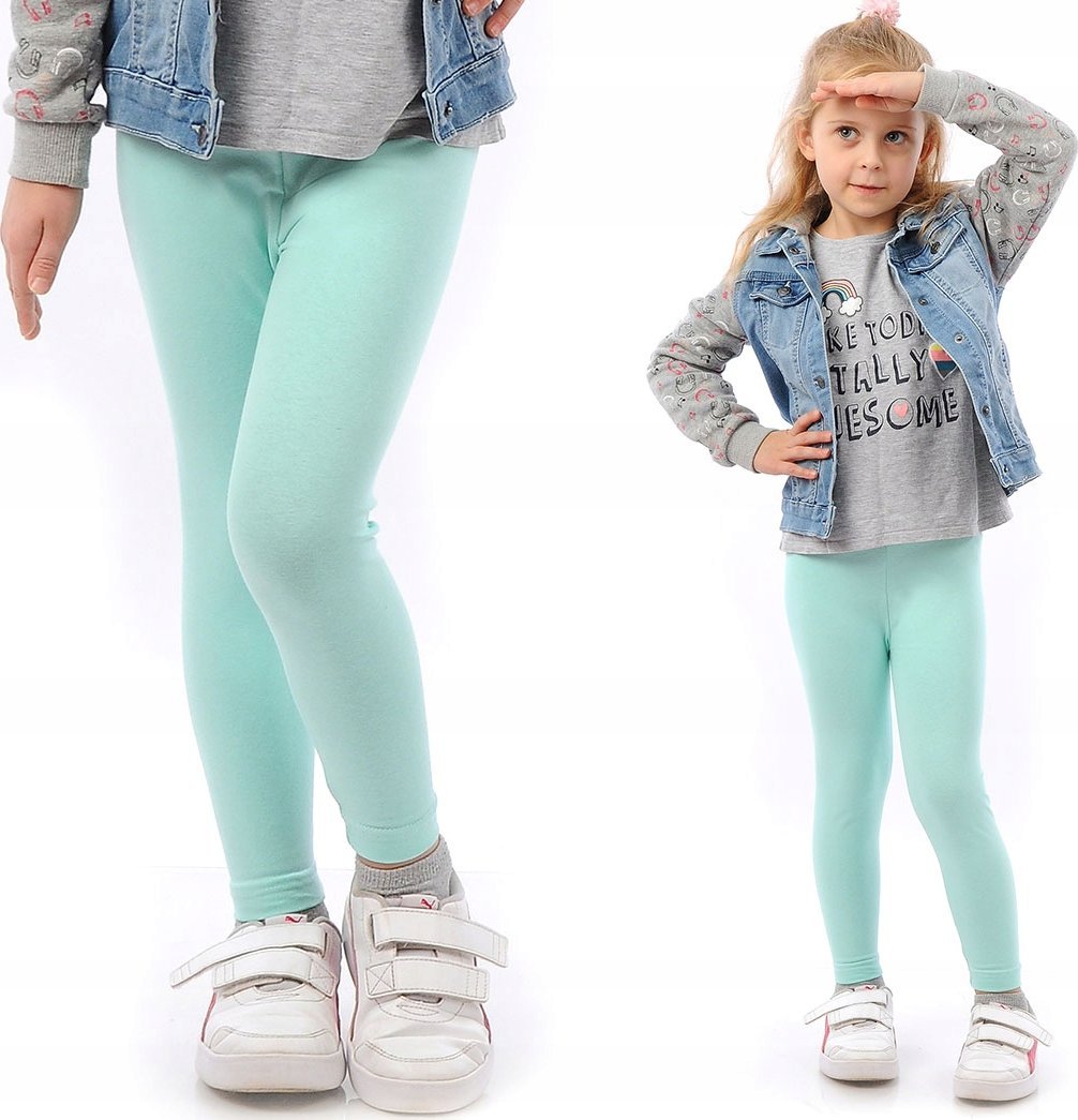 Legginsy dziecięce długie bawełniane klasyczne Miętowe 134