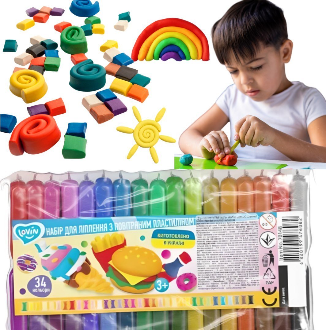 Zestaw lekkiej plasteliny 34 kolory 70148