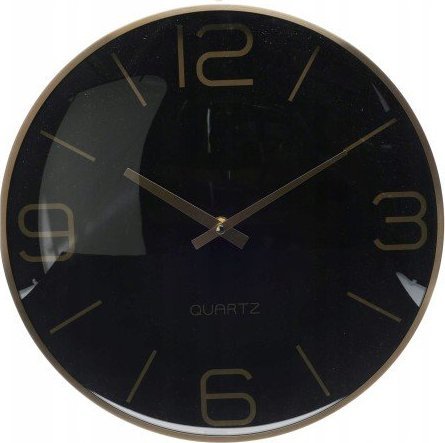 Koopman Zegar ścienny do salonu nowoczesny czarny 30,5 cm